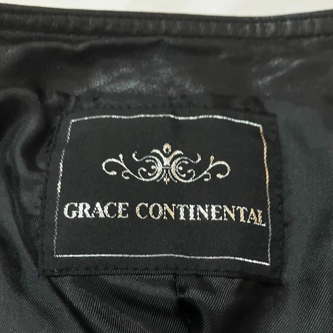 GRACE CONTINENTAL(グレースコンチネンタル)のグレースコンチネンタル ラムレザージャケット ライダース 黒 38 レディースのジャケット/アウター(ライダースジャケット)の商品写真