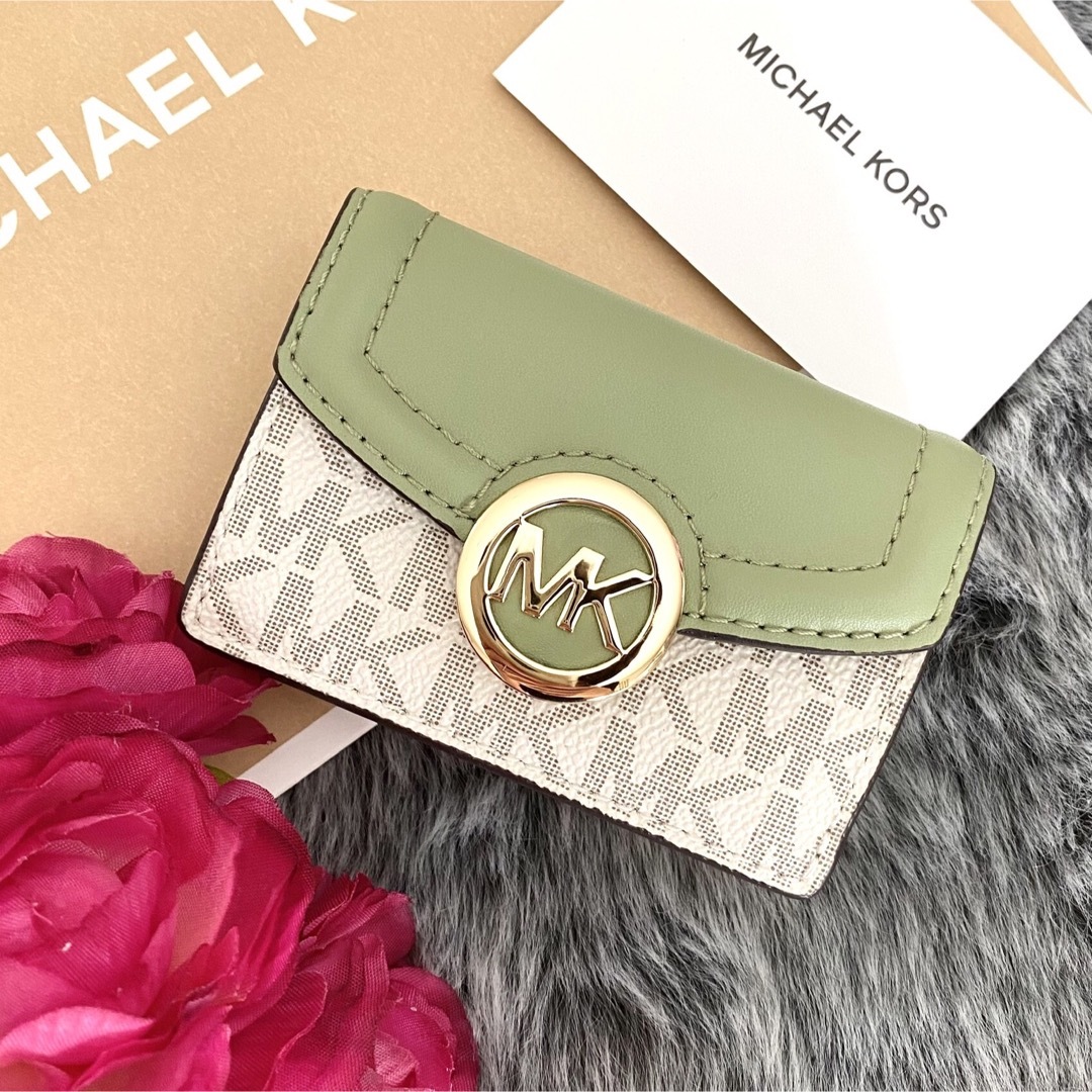 新品☆MICHAEL KORS ピンク シグネチャー レザー 折り財布 - 小物