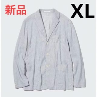 ユニクロ(UNIQLO)の新品　ユニクロ　リネンブレンドジャケット　XLサイズ　64ブルー(テーラードジャケット)