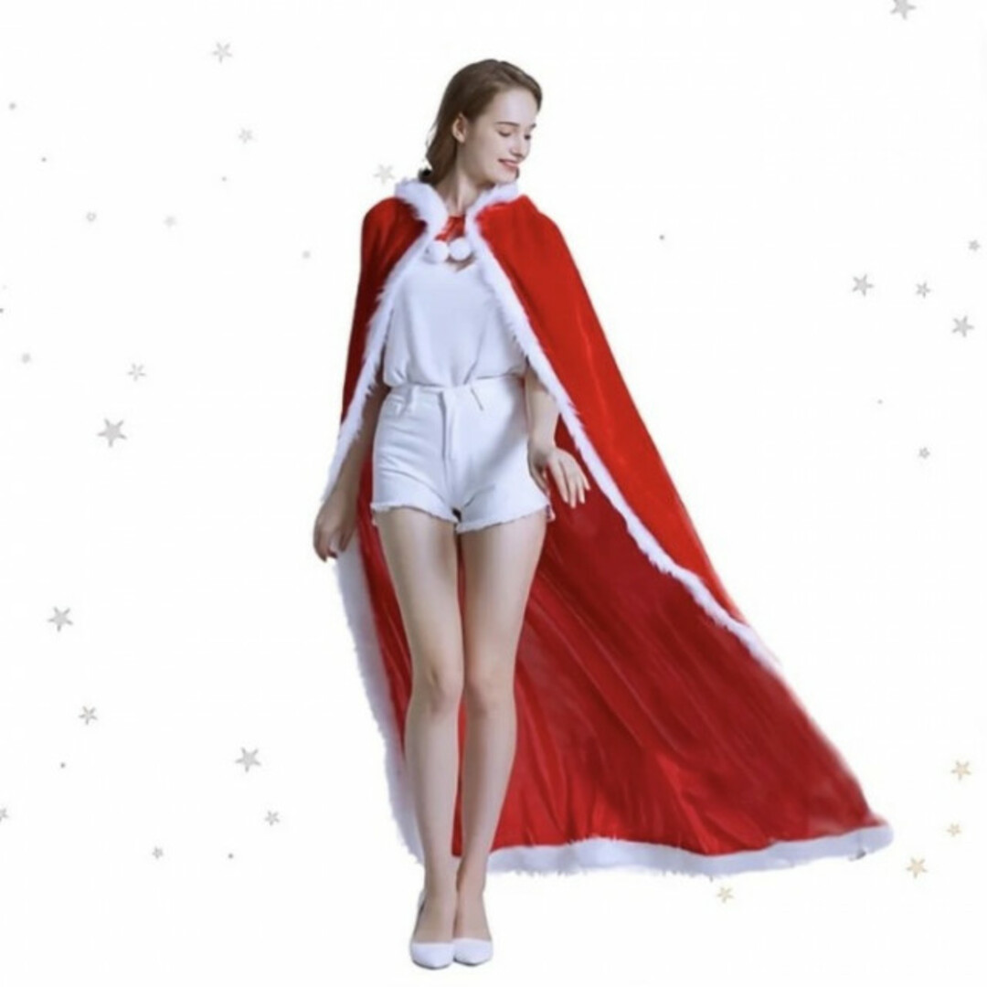 サンタクロース マント XL コスプレ コスチューム 赤 プチプラ 安い 羽織り レディースのジャケット/アウター(その他)の商品写真