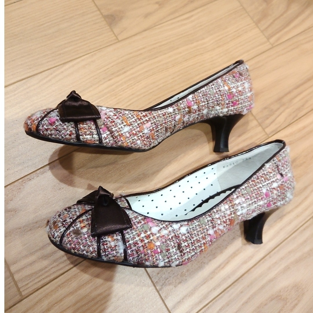 Marie femme(マリーファム)の23.5cm  マリーファム  パンプス  ツイード  ピンク レディースの靴/シューズ(ハイヒール/パンプス)の商品写真