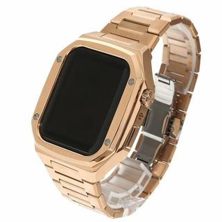 アップルウォッチ(Apple Watch)のアップルウォッチ 高級ケース S7/8/9【４５ｍｍ】バンド カバー カスタムパーツ ローズゴールド ラグジュアリー(その他)