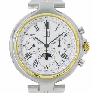 ダンヒル(Dunhill)の本物 ダンヒル dunhill ミレニアム エルプリメロ オニオン ムーンフェイズ 腕時計 AT オートマ 自動巻 裏スケルトン ホワイト文字盤 DC3319 メンズ Millennium 時計 ウォッチ 中古(腕時計(アナログ))