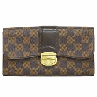 ルイヴィトン(LOUIS VUITTON)の本物 ルイヴィトン LOUIS VUITTON LV ポルトフォイユ システィナ ダミエ エベヌ 長財布 ロングウォレット ブラウン N61747 ビトン 財布 ウォレット 中古(財布)