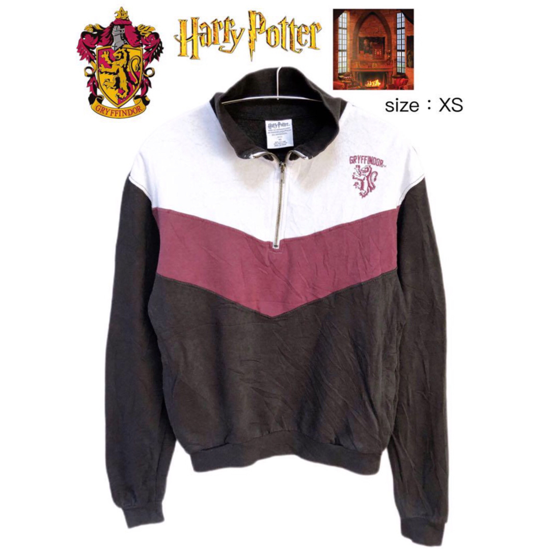 Harry Potter　ハーフジップスウェット　XS　黒✕紫✕白　USA古着 メンズのトップス(スウェット)の商品写真