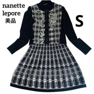 ナネットレポー(Nanette Lepore)の【美品】ナネットレポー　セットアップ　ジャケット　スカート　ブラック　Sサイズ(スーツ)