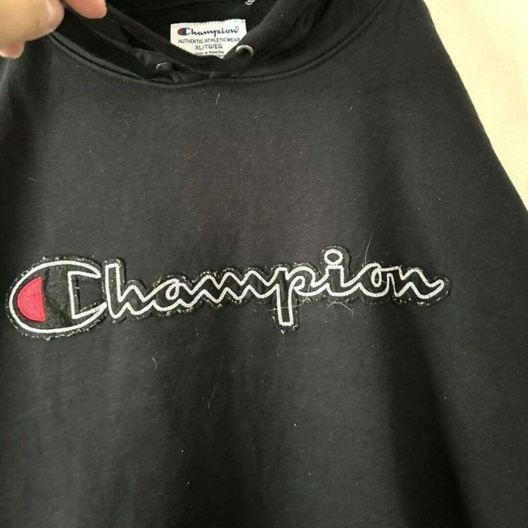 Champion - チャンピオン ロゴ 刺繍 スウェット パーカー XL ブラック