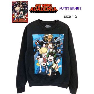 MY HERO ACADEMIA　スウェット　S　黒　USA古着(スウェット)