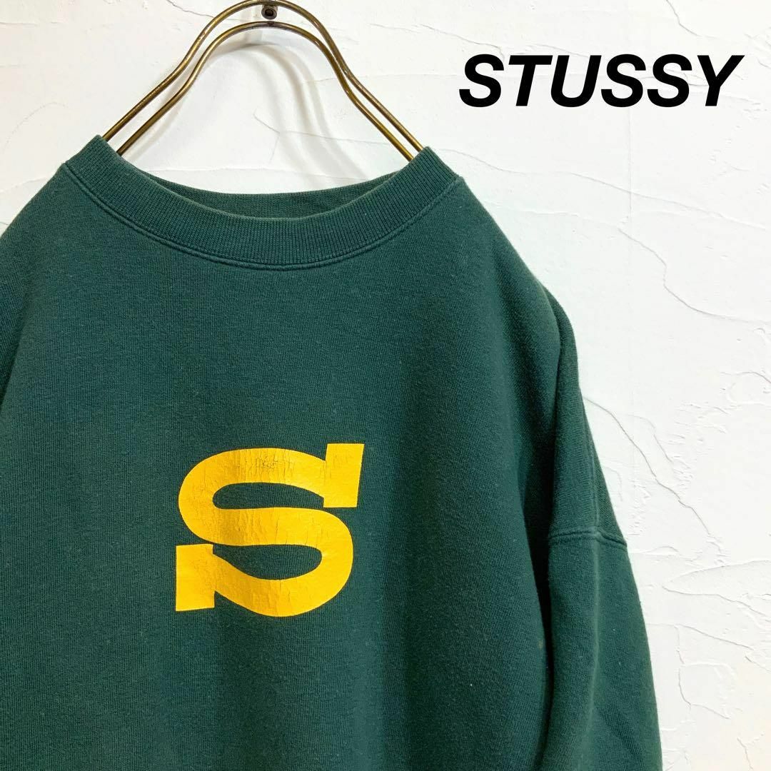 本店は スカルプリントロゴ刺繍スウェットL STUSSY STUSSY STUSSY】90s