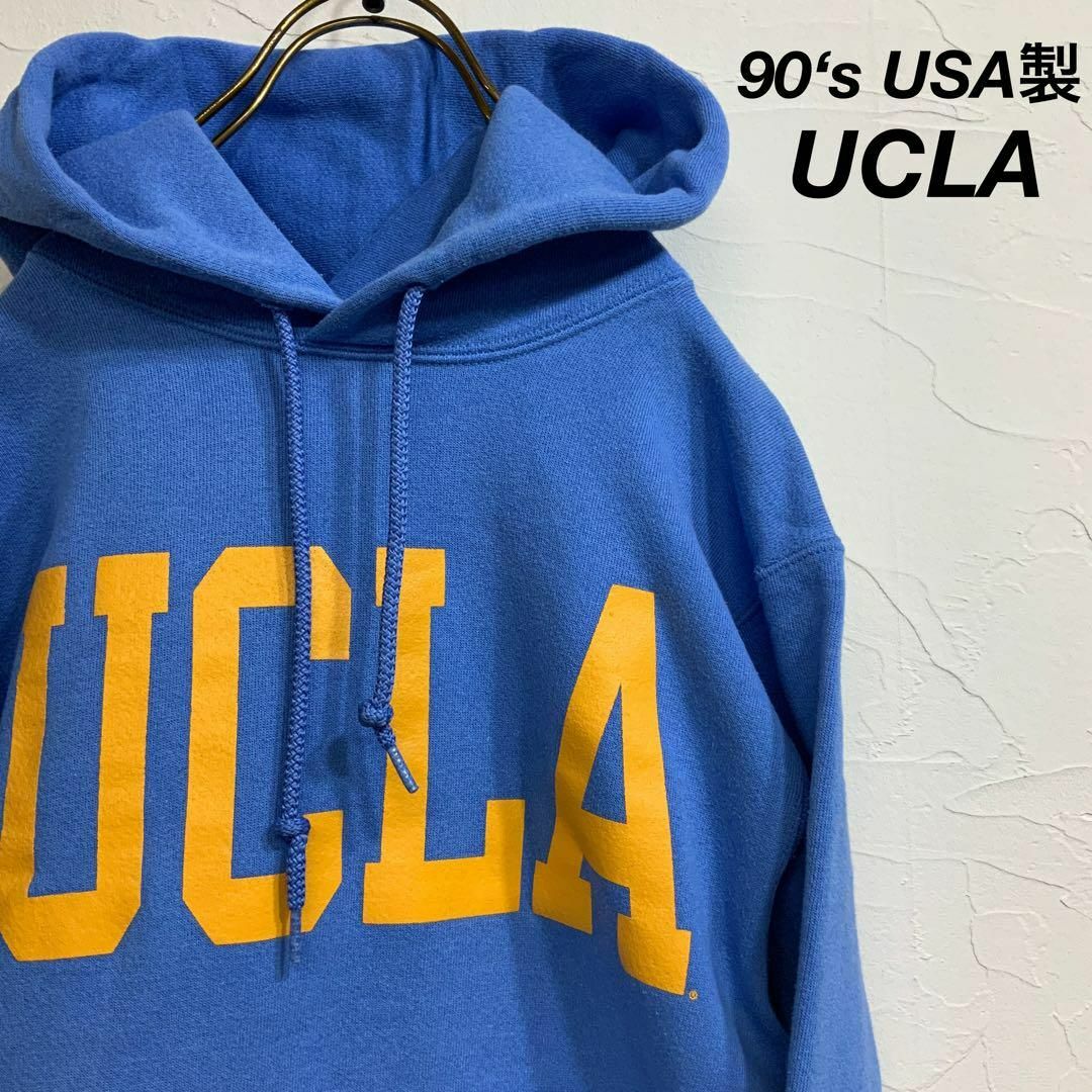 美品 90‘s USA製 UCLA オーバーロゴ ビッグフーディ パーカー古着