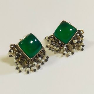 グリーンオニキス&パール　ピアス(ピアス)