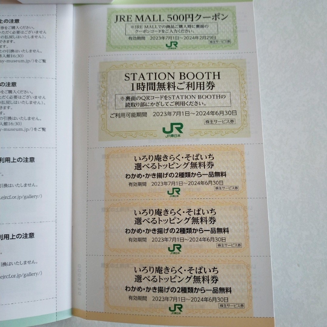 JR(ジェイアール)の【1冊未使用】JR東日本旅客鉄道 株主優待 株主サービス券 2024/6/30迄 チケットの優待券/割引券(その他)の商品写真