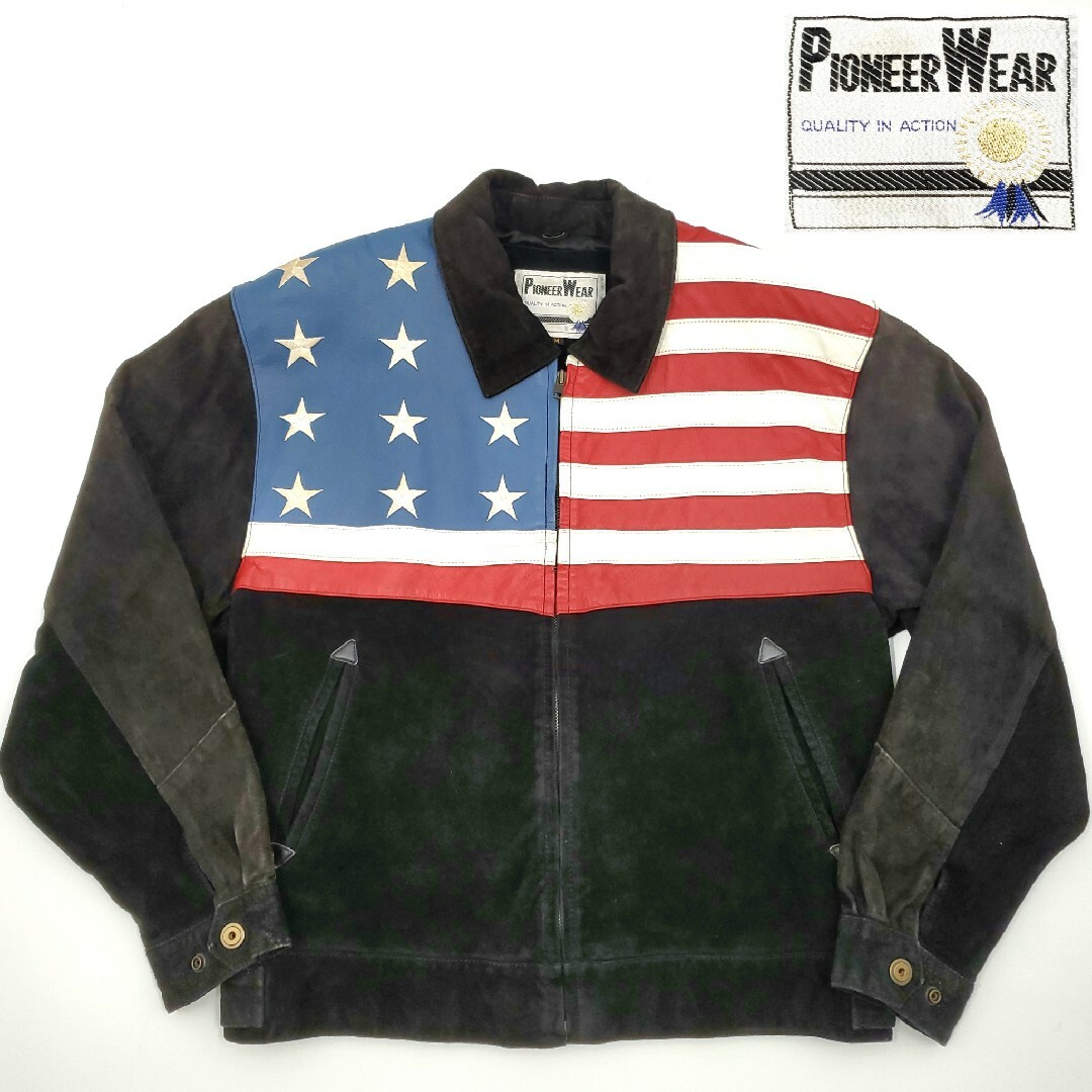 USA星条旗★PIONEER WEAR★Mレザーライダースジャケット SZJ68古着市場JARKET