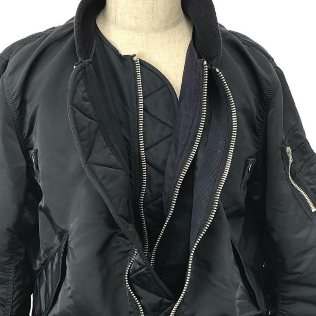 sacai(サカイ)のsacai / サカイ | FABRIC COMBO MA-1 BLOUSON / ドッキング レイヤード ボンバージャケット ブルゾン | 2 | Navy | メンズ メンズのジャケット/アウター(その他)の商品写真