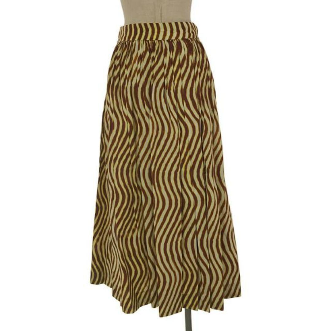 【美品】 DRIES VAN NOTEN / ドリスヴァンノッテン | 総柄 サイドジップ プリーツ ロングスカート | 36 | イエロー/ブラウン | レディース 【美品】 DRIES VAN NOTEN / ドリスヴァンノッテン | 総柄 サイドジップ プリーツ ロングスカート | 36 | イエロー/ブラウン | レディース
