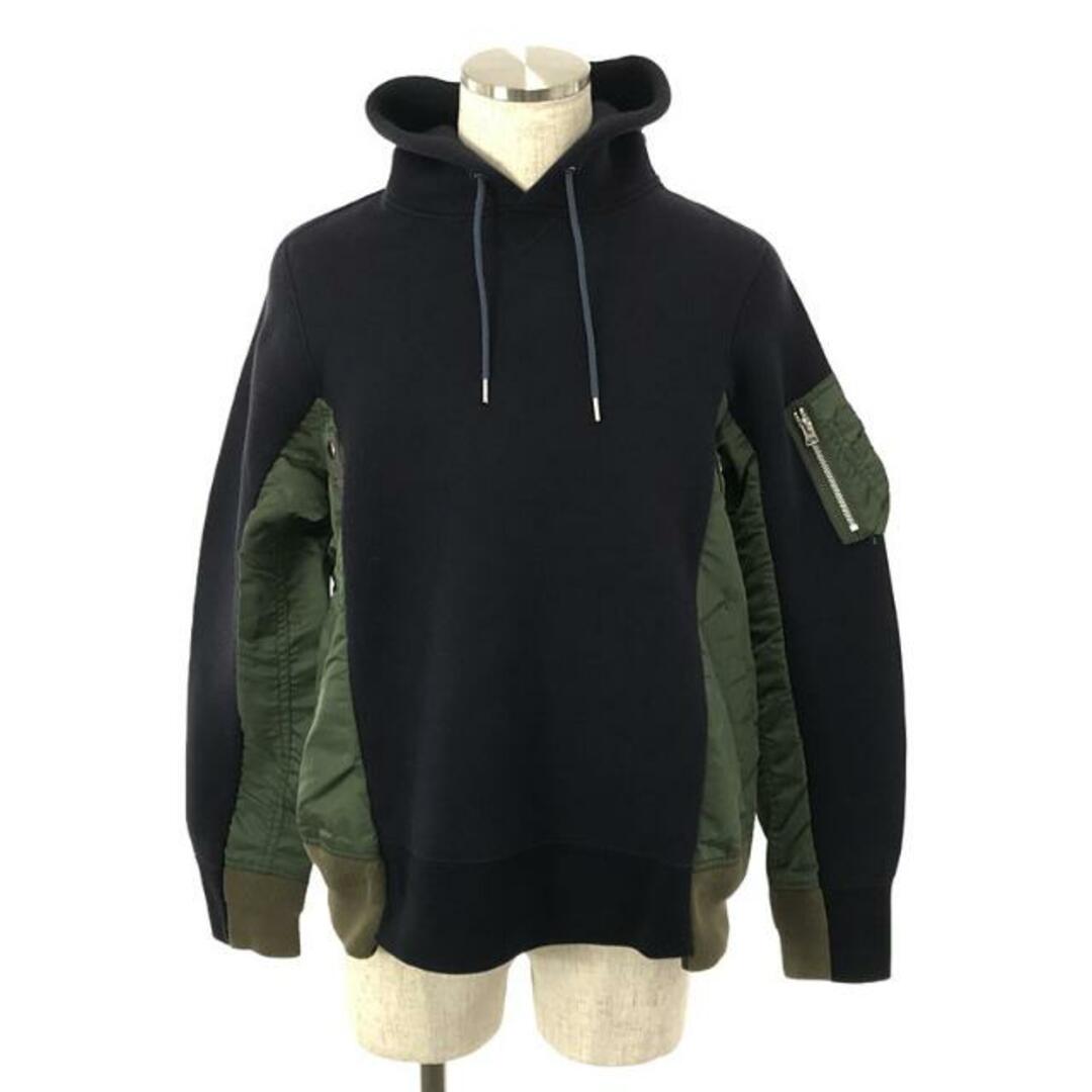 メンズsacai / サカイ | Sponge Sweat x MA-1 Hoodie / ミリタリー スポンジスウェット フーディ | 1 | navy/khaki | メンズ