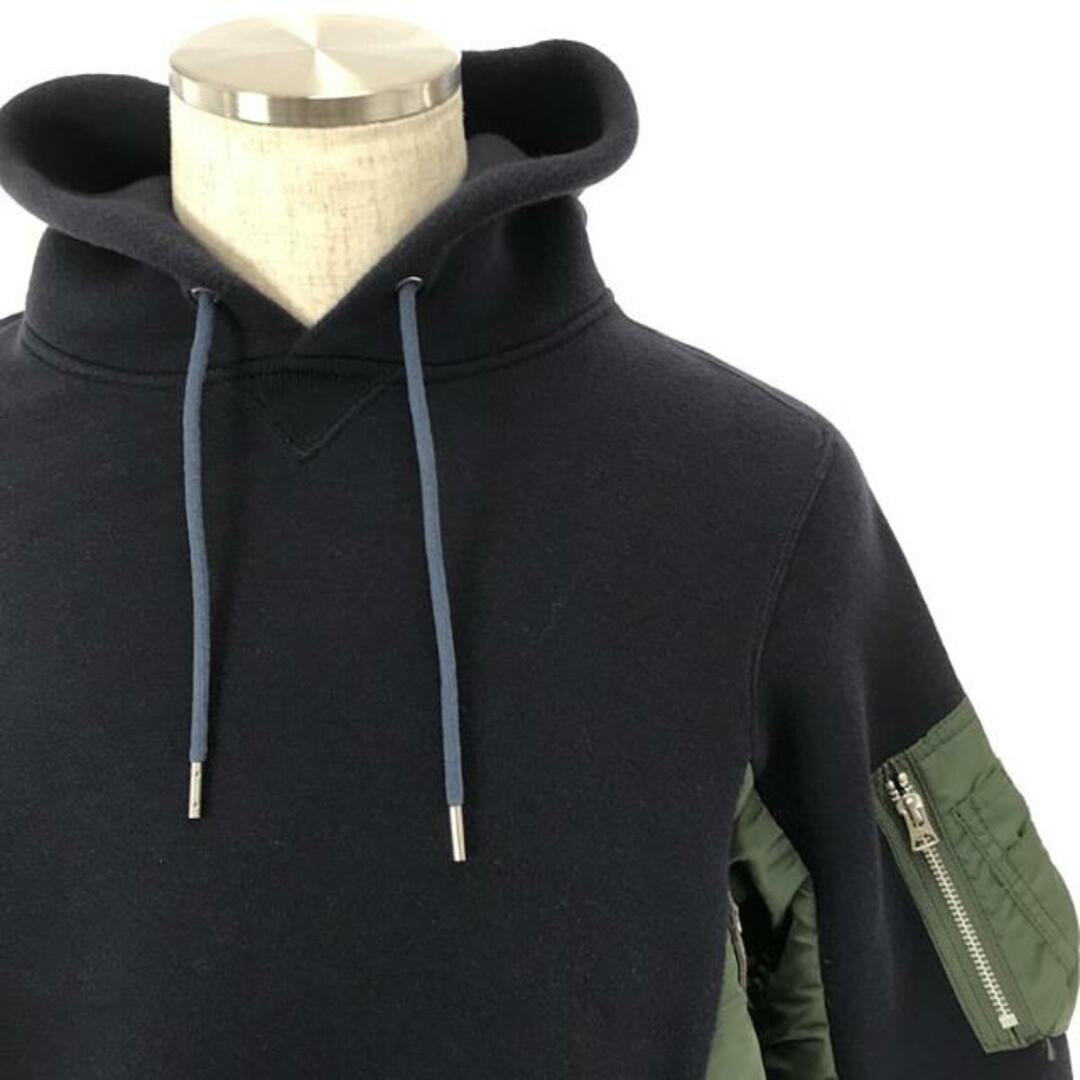 sacai / サカイ | Sponge Sweat x MA-1 Hoodie / ミリタリー スポンジスウェット フーディ | 1 |  navy/khaki | メンズ