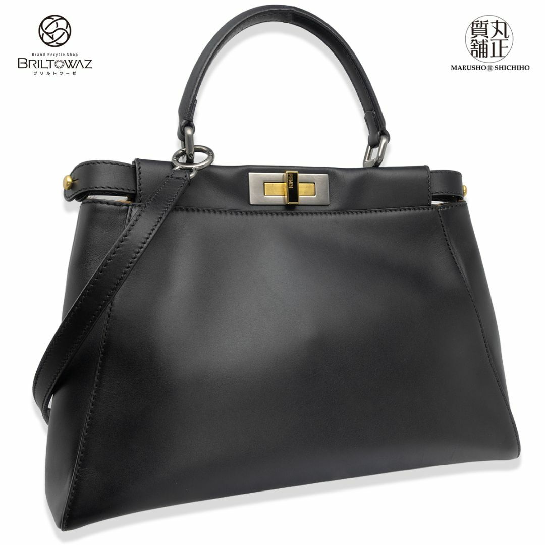 FENDI - フェンディ ピーカブー レギュラー 8BN226 カーフ ハラコ 黒 FENDI - フェンディ ピーカブー レギュラー 8BN226 カーフ ハラコ 黒