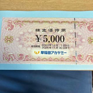 早稲田アカデミー　株主優待券　5,000円分(その他)