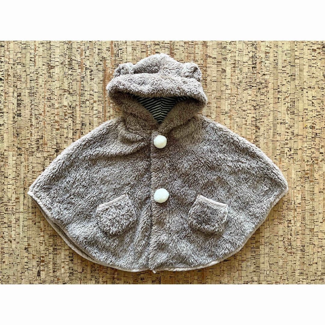 petit main(プティマイン)の【新品・未使用】petit mainくま耳付きボアケープ キッズ/ベビー/マタニティのベビー服(~85cm)(ジャケット/コート)の商品写真