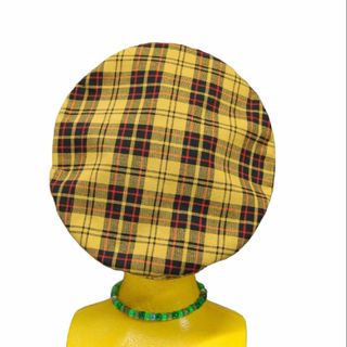 タータンチェック　コットン　ベレー帽:イエロー(ハンチング/ベレー帽)