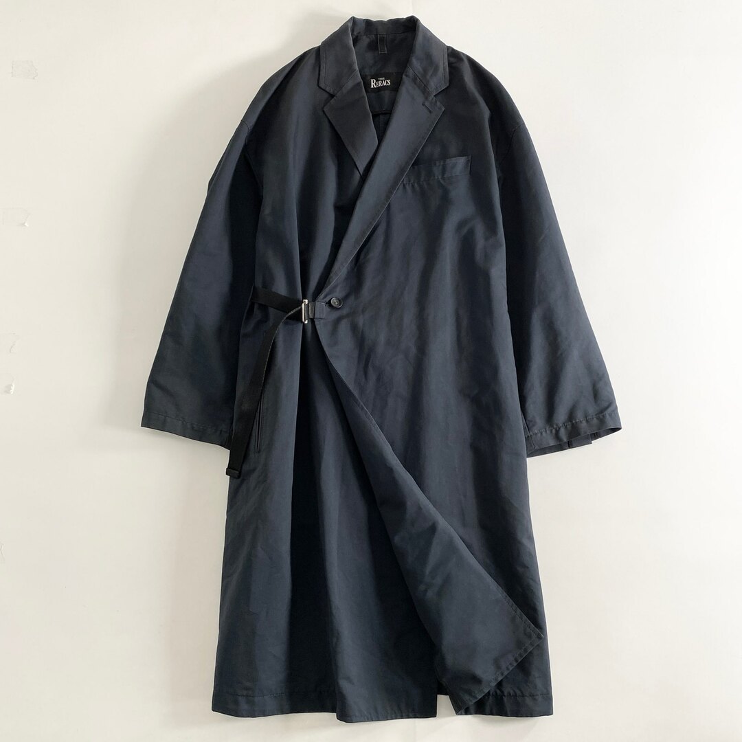 43k29 THE RERACS ザ リラクス 20AW LOOSE CHESTER FIELD COAT 46 ネイビー チェスターコート ロングコート 日本製袖丈