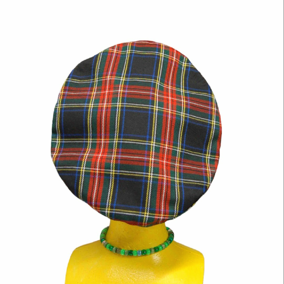 タータンチェック　ベレー帽:ネイビー レディースの帽子(ハンチング/ベレー帽)の商品写真