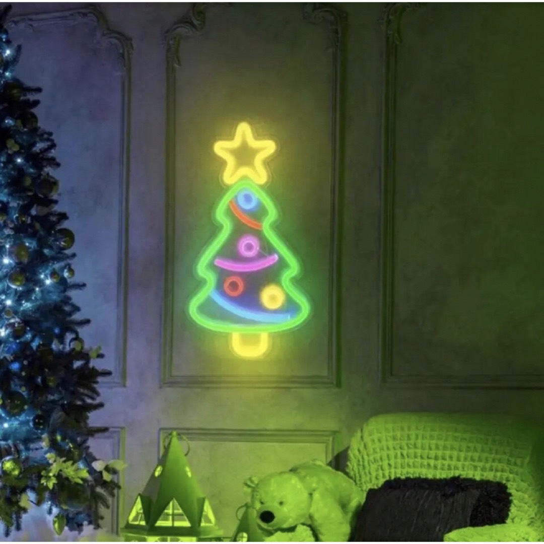 LED  ネオンサイン　クリスマス　クリスマスツリー　カラフル インテリア/住まい/日用品のライト/照明/LED(その他)の商品写真