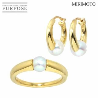 ミキモト(MIKIMOTO)のミキモト MIKIMOTO 12号 リング アコヤ真珠 7.0-5.6mm ピアス 2点セット K18 YG 750 真珠 指輪 VLP 90205417(リング(指輪))