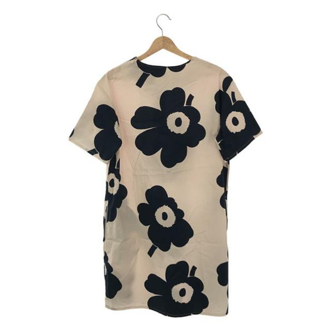 marimekko(マリメッコ)の【新品】  marimekko / マリメッコ | ウニッコ コットン チュニック ワンピース | 38 | ベージュ/ネイビー | レディース レディースのワンピース(ロングワンピース/マキシワンピース)の商品写真