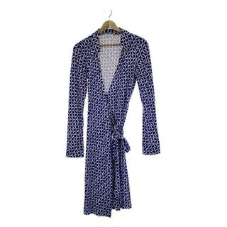 ダイアンフォンファステンバーグ(DIANE von FURSTENBERG)のDIANE VON FURSTENBERG / ダイアンフォンファステンバーグ | シルク 総柄プリント カシュクール ワンピース | 6 | ブルー | レディース(ロングワンピース/マキシワンピース)