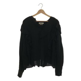 【美品】  ISABEL MARANT ETOILE / イザベルマランエトワール | フリルスリーブ サイドスリット ブラウス | 34 | ブラック | レディース(シャツ/ブラウス(長袖/七分))