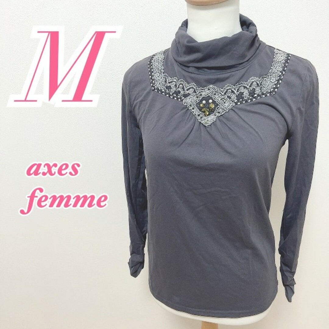 axes femme(アクシーズファム)のaxes femme　アクシーズファム　長袖ブラウス　キレイめコーデ　レース レディースのトップス(シャツ/ブラウス(長袖/七分))の商品写真