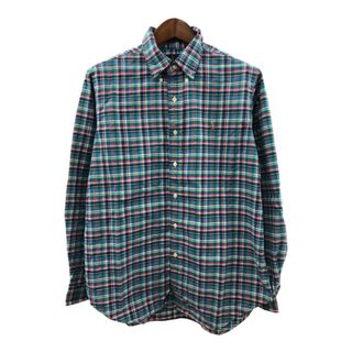 RALPH LAUREN ラルフローレン CLASSIC FIT 長袖シャツ ボタンダウン ワンポイントロゴ ブルー (メンズ L) 中古 古着 P1152(シャツ)