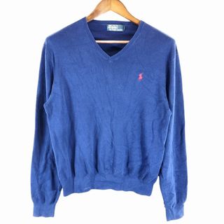 ポロラルフローレン(POLO RALPH LAUREN)のPolo by Ralph Lauren ポロ ラルフローレン Vネック セーター 防寒  アメカジ ブルー (メンズ L) 中古 古着 P1191(ニット/セーター)