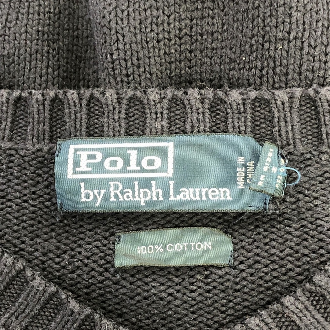 POLO RALPH LAUREN(ポロラルフローレン)のPolo by Ralph Lauren ポロ ラルフローレン Vネック ニット セーター ワンポイント ネイビー (メンズ M) 中古 古着 P1186 メンズのトップス(ニット/セーター)の商品写真