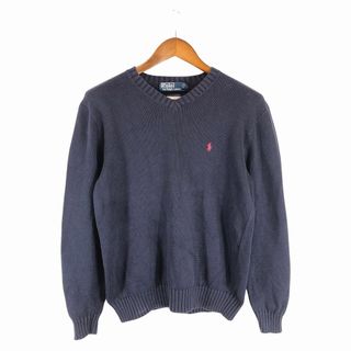 ポロラルフローレン(POLO RALPH LAUREN)のPolo by Ralph Lauren ポロ ラルフローレン Vネック ニット セーター ワンポイント ネイビー (メンズ M) 中古 古着 P1186(ニット/セーター)