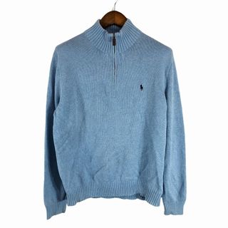 ポロラルフローレン(POLO RALPH LAUREN)のPolo by Ralph Lauren ポロ ラルフローレン ニット ハーフジップ セーター ワンポイント ライトブルー (メンズ L) 中古 古着 P1190(ニット/セーター)