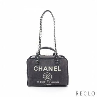 シャネル(CHANEL)のドーヴィル チェーンショルダーバッグ デニム レザー インディゴブルー シルバー金具 2WAY(ショルダーバッグ)