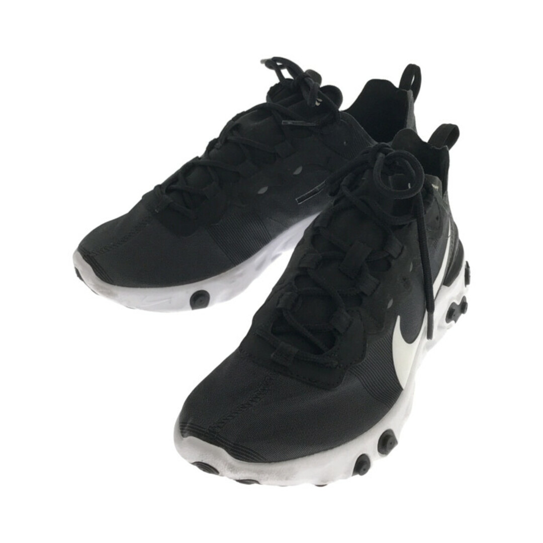 新古品使用感の無い新品同様品ＡNIKE ナイキ GIRLS WMNS REACT ELEMENT 55 ローカットスニーカー ブラック 25.5cm BQ2728-003