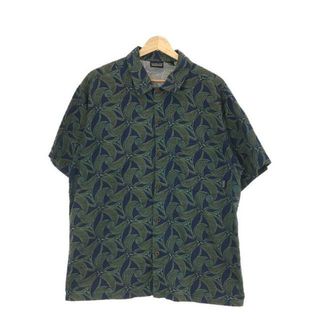 パタゴニア(patagonia)の【美品】  Patagonia / パタゴニア | コットン 総柄 オーバーシャツ | M | ネイビー/グリーン | メンズ(Tシャツ/カットソー(半袖/袖なし))