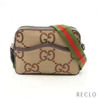 グッチ(Gucci)のジャンボGG ショルダーバッグ キャンバス レザー ベージュ ダークブラウン マルチカラー(ショルダーバッグ)