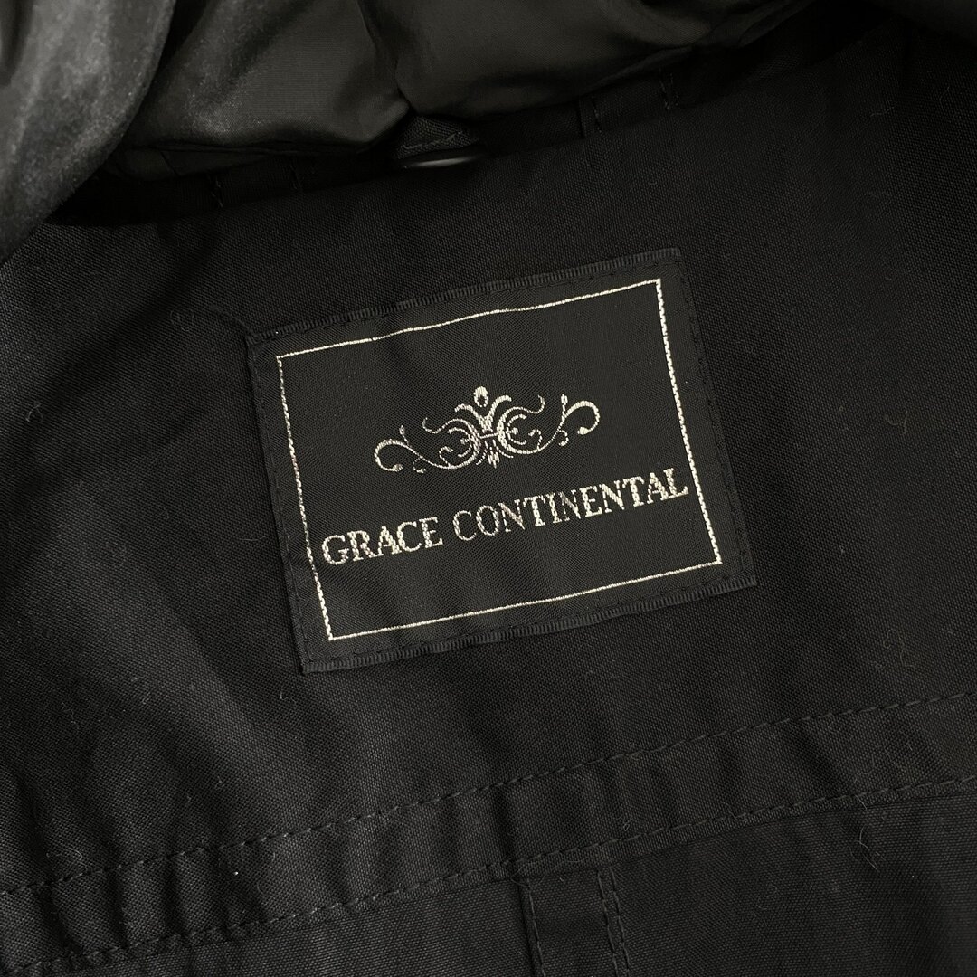 GRACE CONTINENTAL(グレースコンチネンタル)の43k29 GRACE CONTINENTAL グレースコンチネンタル ライナー付き モッズコート 36 ブラック ラクーンファー シルク混  アウター 上着 羽織 レディースのジャケット/アウター(ロングコート)の商品写真