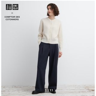 ユニクロ(UNIQLO)のブラッシュドジャージータックワイドパンツ(カジュアルパンツ)