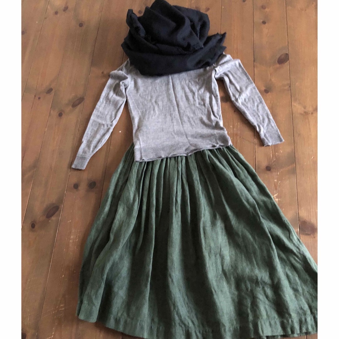 リゼッタ　リネンスカート（グリーン）最終お値下げ レディースのスカート(ロングスカート)の商品写真