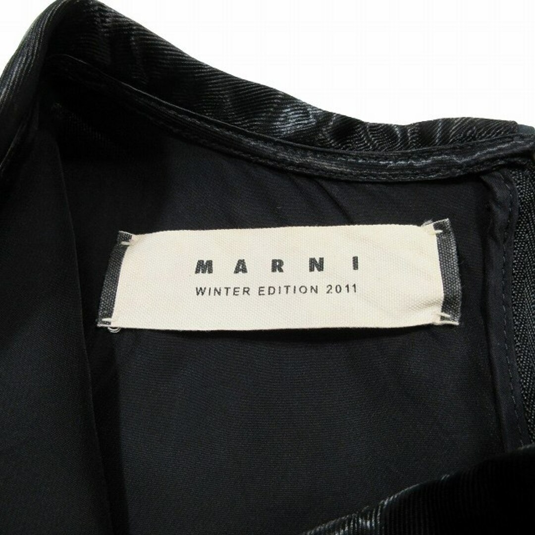 マルニ MARNI キュプラサテン ワンピース 長袖 ショート 38 ブラック65cm総丈