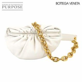 ボッテガヴェネタ(Bottega Veneta)の未使用 展示品 ボッテガ ヴェネタ BOTTEGA VENETA ザ チェーン ポーチ ボディ バッグ レザー ホワイト 651445 ゴールド 金具 VLP 90215654(ボディバッグ/ウエストポーチ)