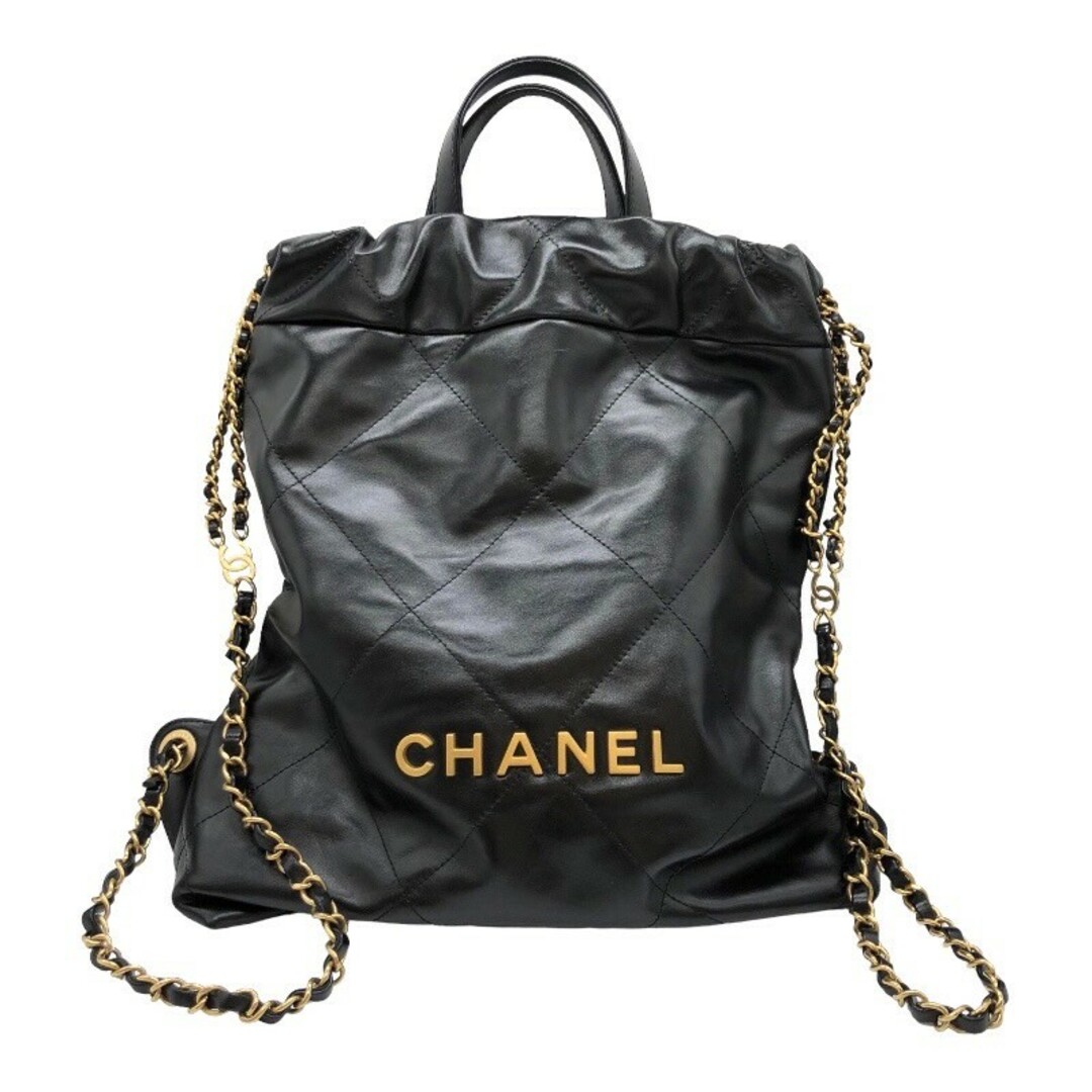 シャネル CHANEL CHANEL22 バックパック AS3859 ブラック ゴールド金具 カーフ カーフスキン レディース リュック・デイパック約34cmマチ