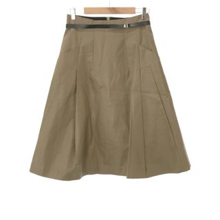 トーガ(TOGA)のTOGA PULLA トーガ プルラ Laminate Cotton Skirt ラミネート加工レザーベルテッドロングスカート ベージュ 38 TP42-FG229(ひざ丈スカート)