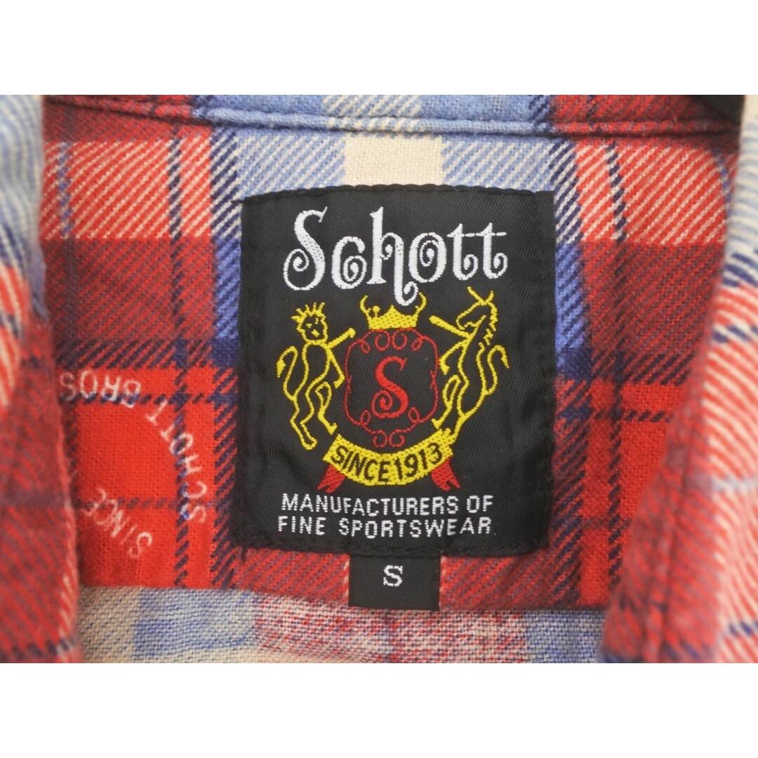 schott(ショット)のSCHOTT ショット チェック ロゴ 刺繍 ネル シャツ sizeS/赤ｘ青 ◇■ メンズ メンズのトップス(シャツ)の商品写真